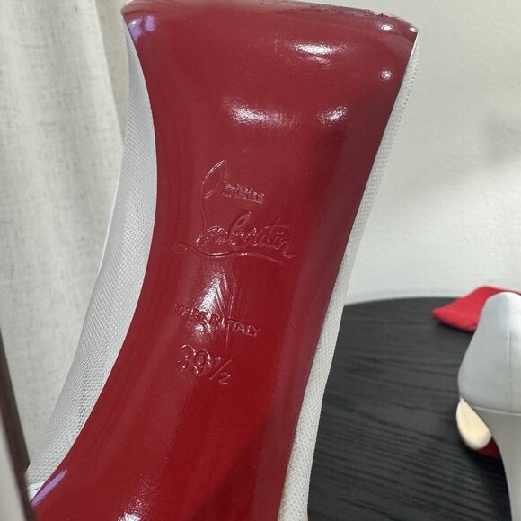 Christian Louboutin Galativi 100 Mesh Leather White 39.5 - Picture 8 of 9